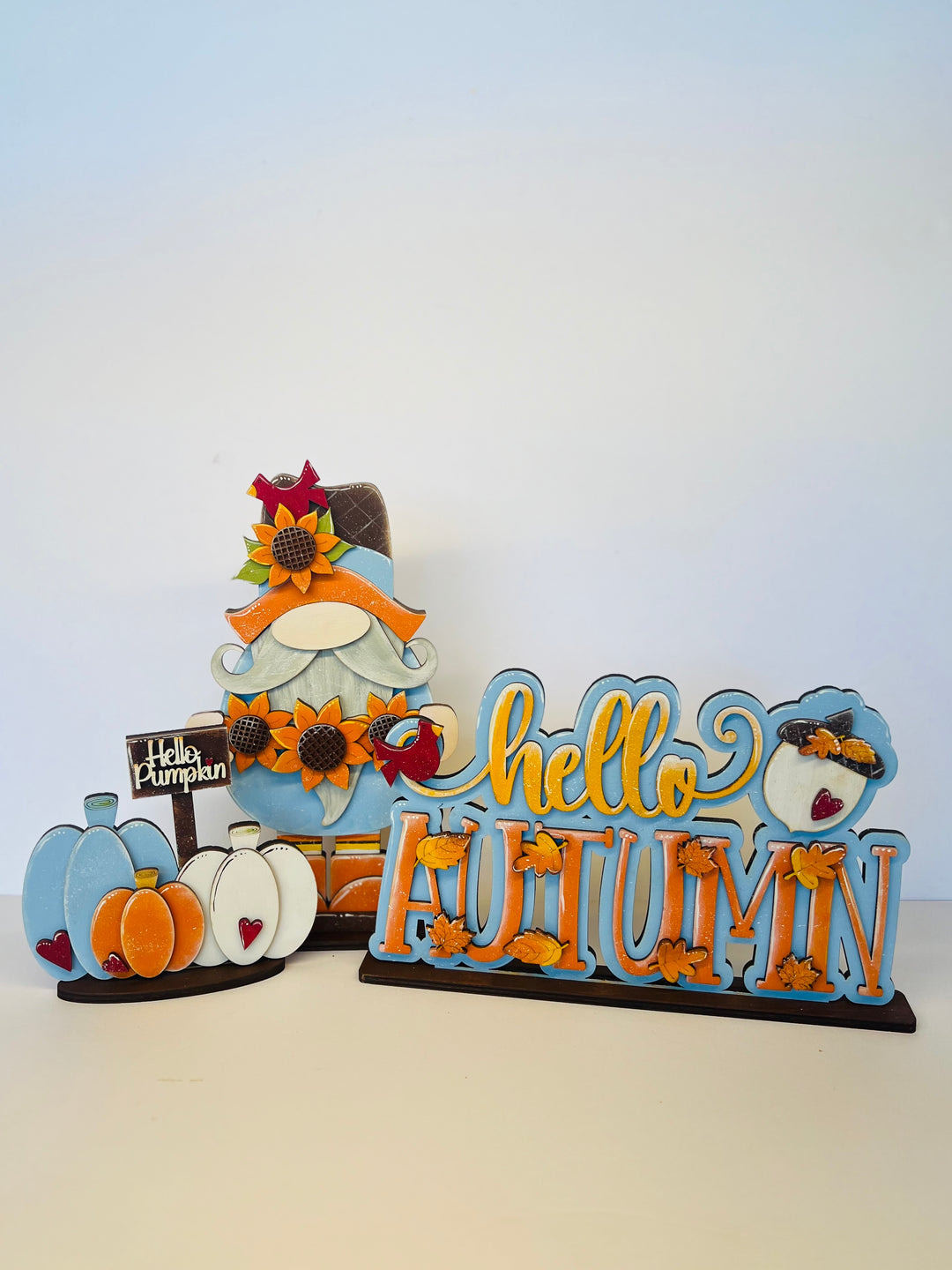 DIY-Autumn set with Gnome, pumpkins and Sign.