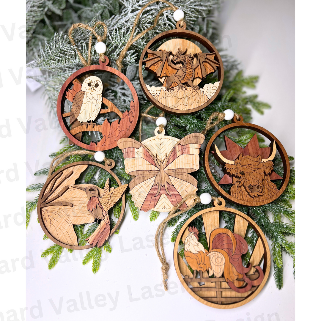 Wooden Animal Ornaments | Handmade Christmas Tree Decor| Rustic Farmhouse Decor